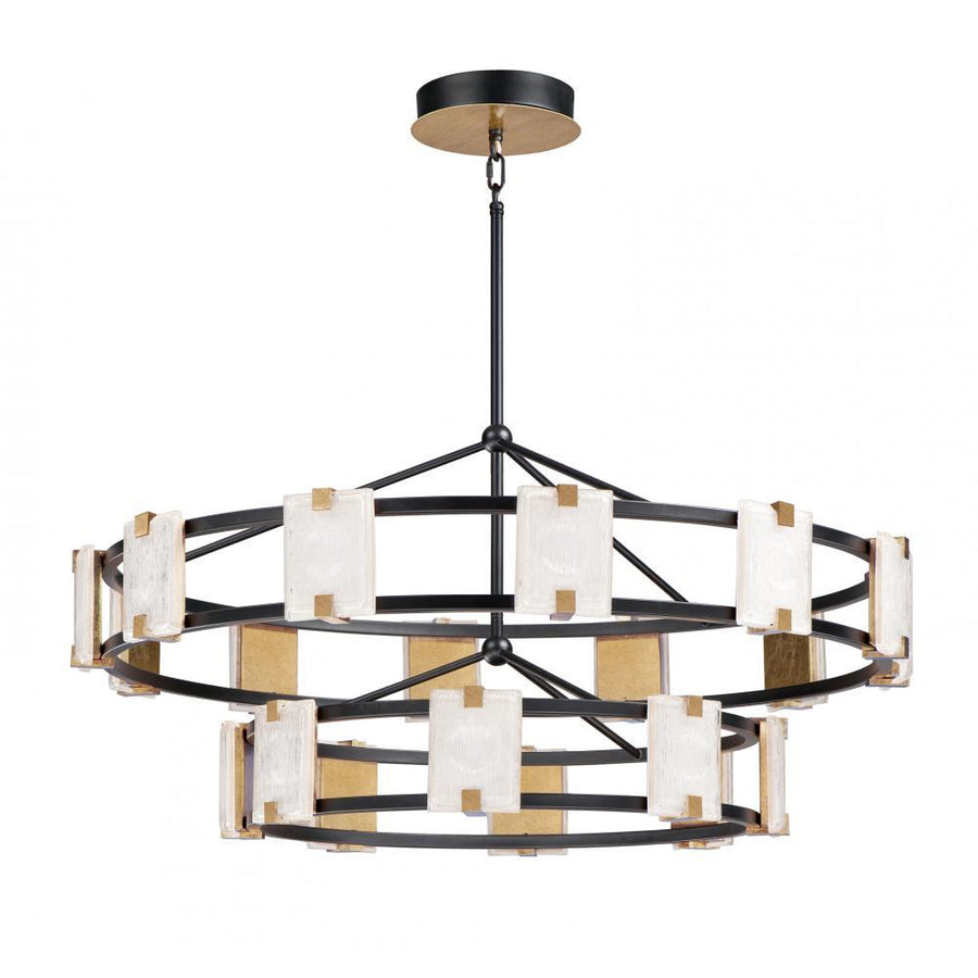 Radiant 41.75 Inch Chandelier – Black / Gold Leaf