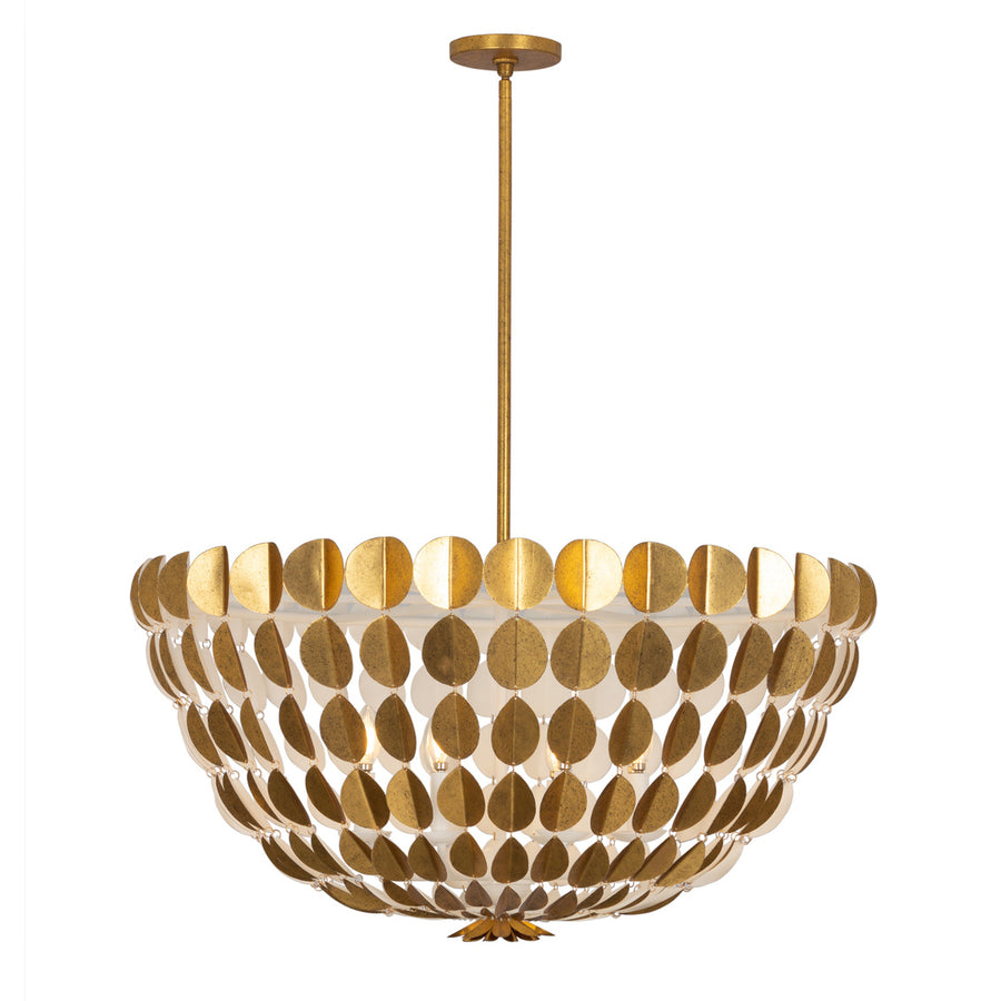 Amor 36-in 8 Light (40-watt) Oxidized Gold Leaf And White Chandelier