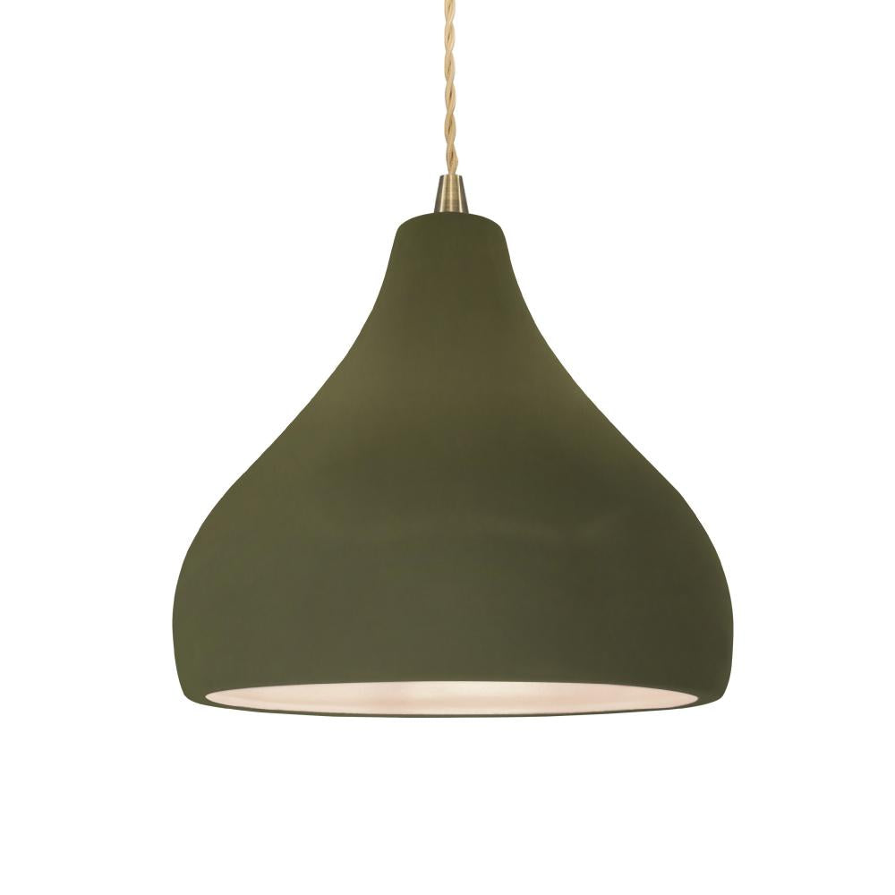 Justice Design Group RADIANCE CER-6563-MGRN-ABRS-BEIG-TWST-LED1-700 Pendant - Matte Green