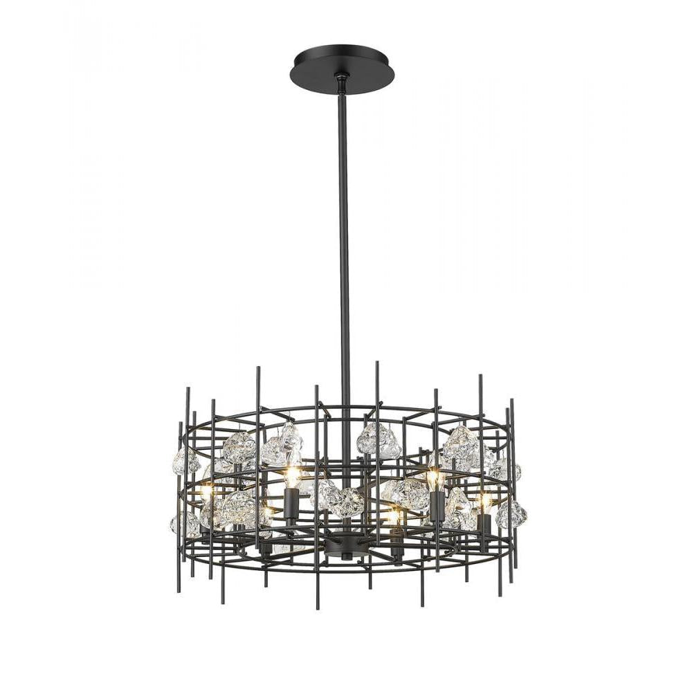 6 Light Chandelier-Matte Black