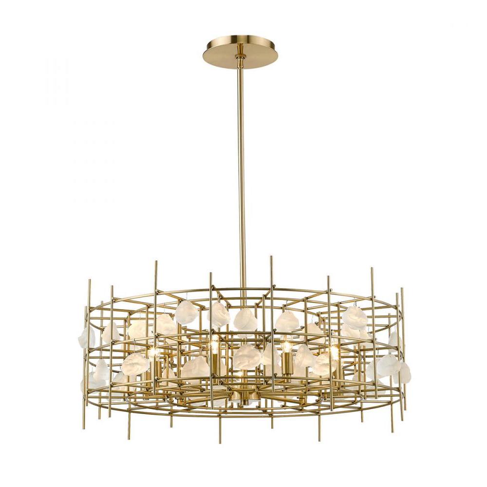 9 Light Chandelier-Aged Brass