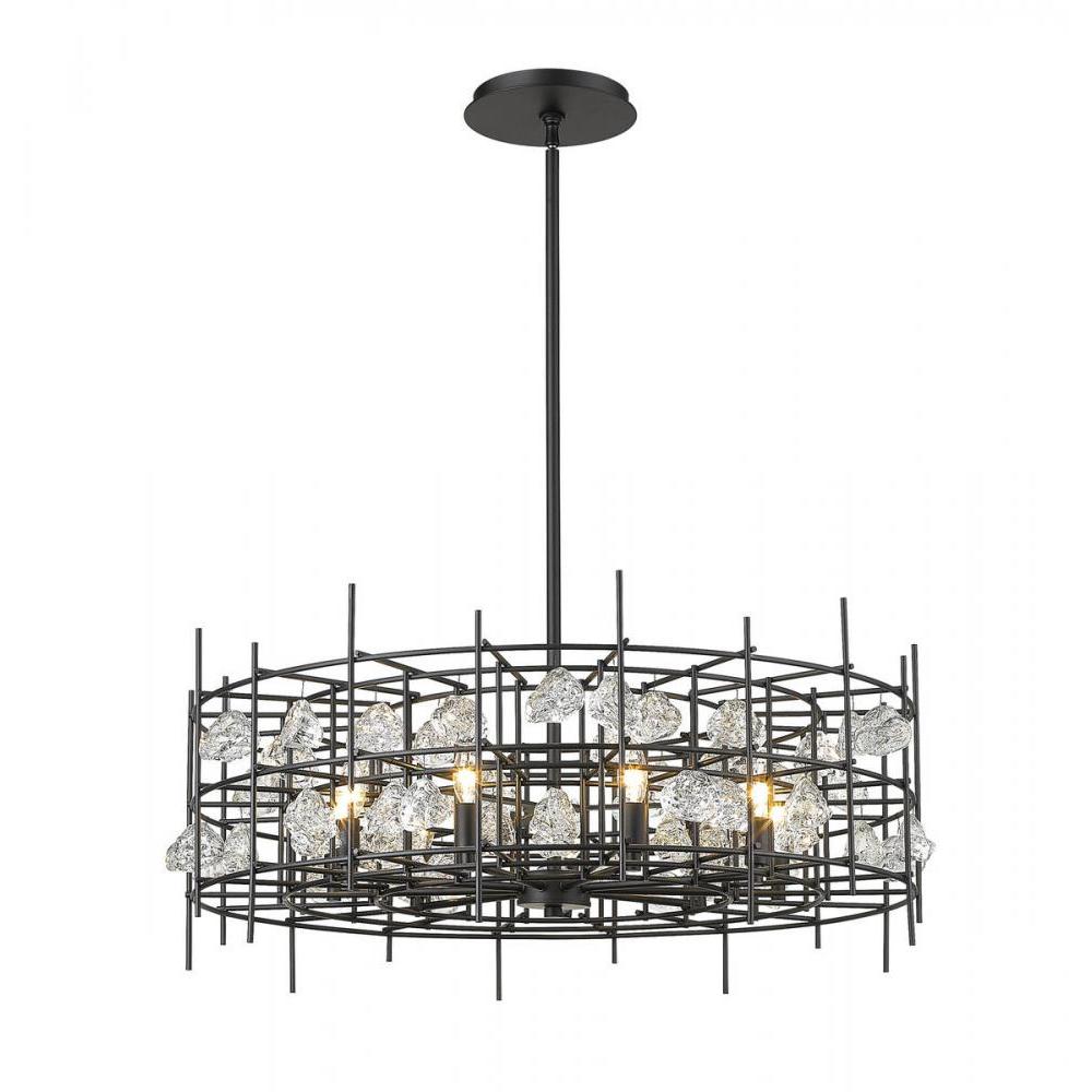9 Light Chandelier-Matte Black