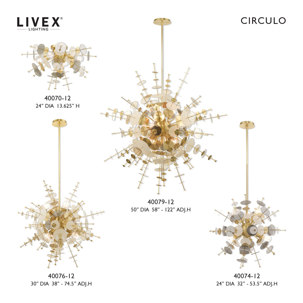 Livex Lighting CIRCULO 40079-12 Chandelier Contemporary - Satin Brass