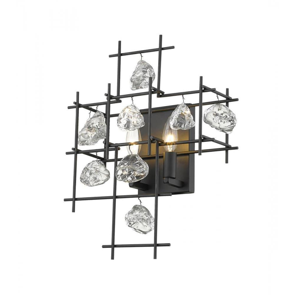 2 Light Wall Sconce-Matte Black