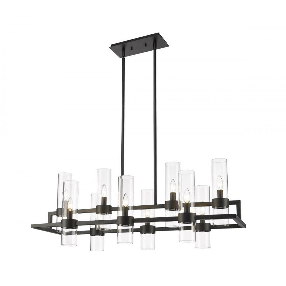 10 Light Linear Chandelier-Clear
