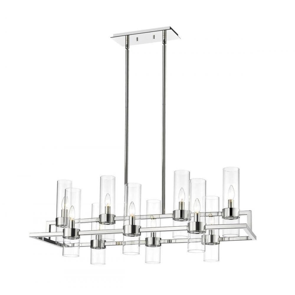 10 Light Linear Chandelier-Clear
