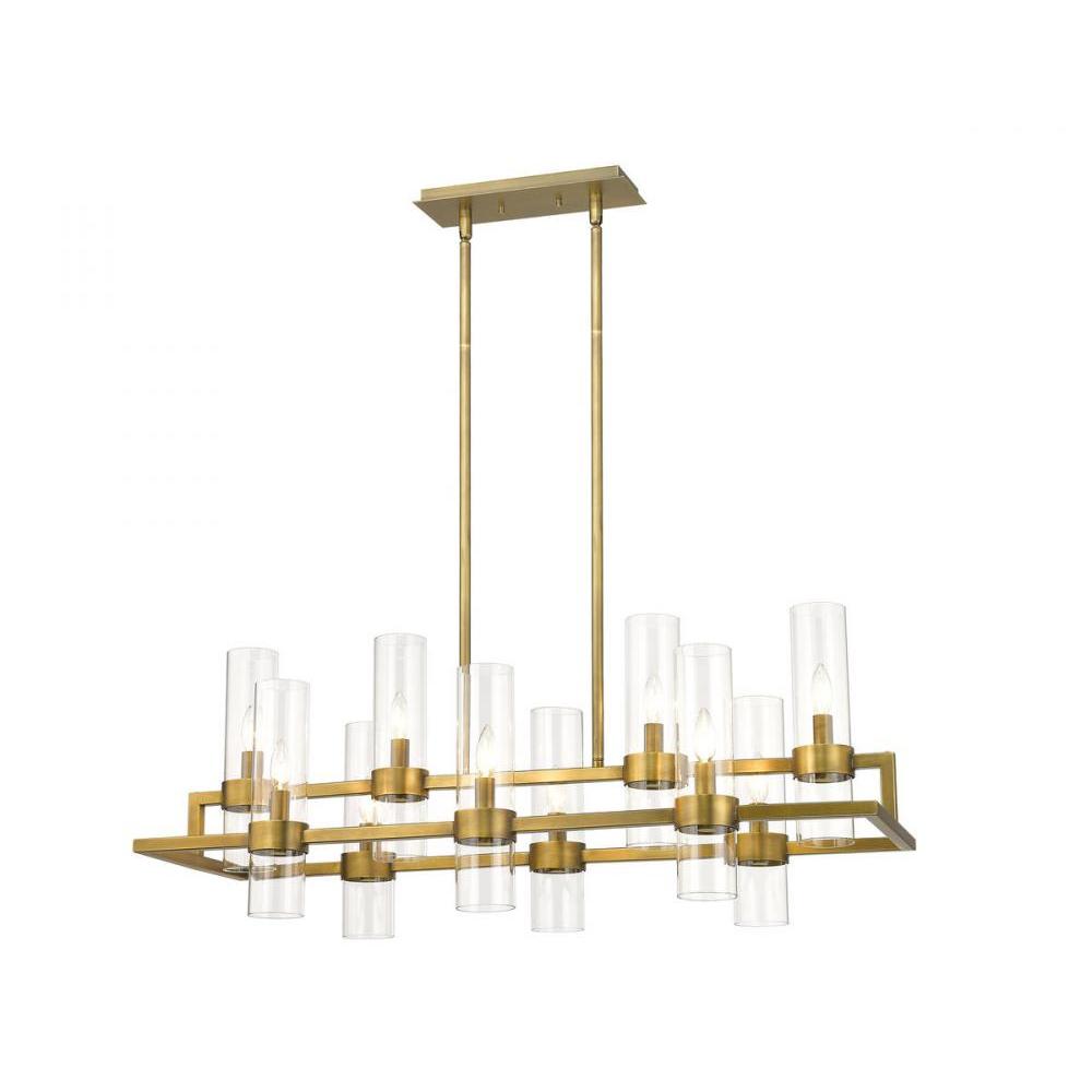 10 Light Linear Chandelier-Clear