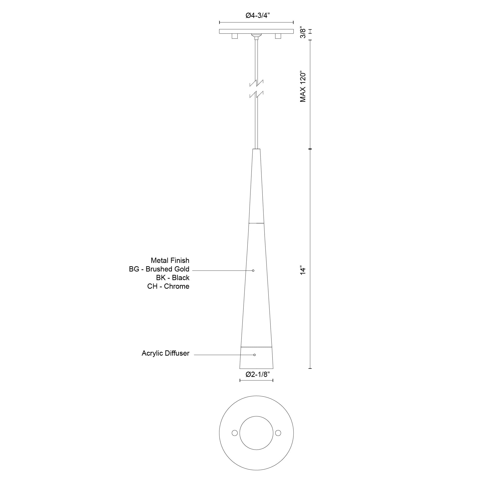 Ultra 2-in Brushed Gold LED Pendant
