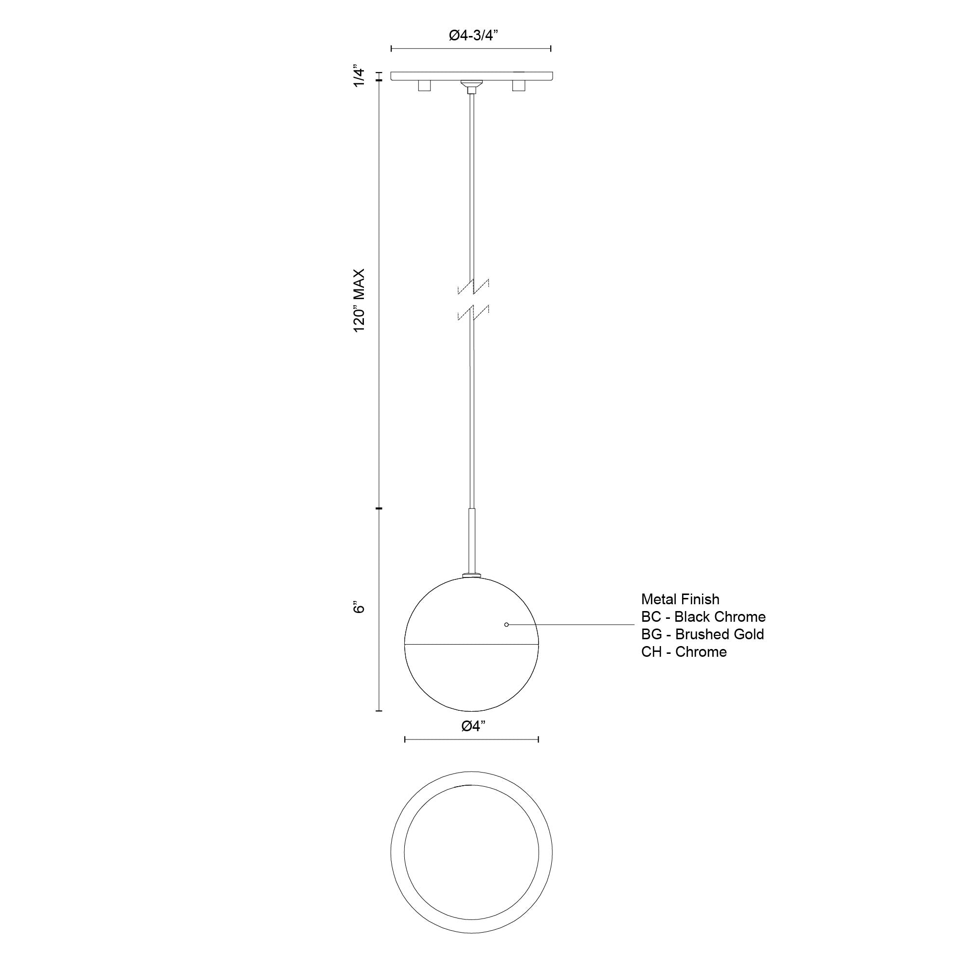 Pluto 4-in Black Chrome LED Pendant