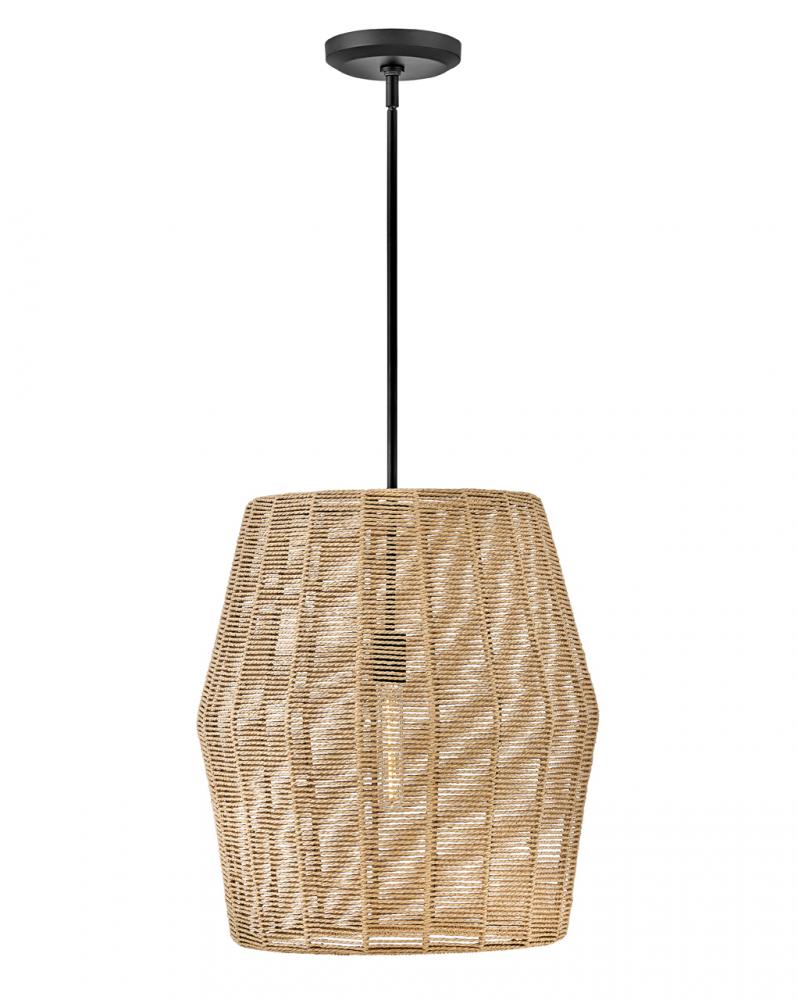 Hinkley Lighting LUCA 40387BLK-CML Pendant Bohemian - Black With Camel Rattan Shade