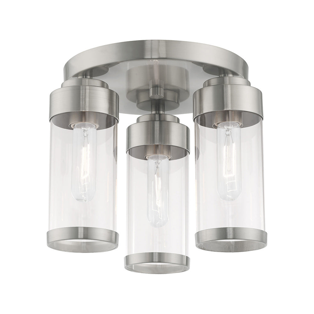 Livex Lighting HILLCREST 40474-91 Flush Mount Industrial - Brushed Nickel