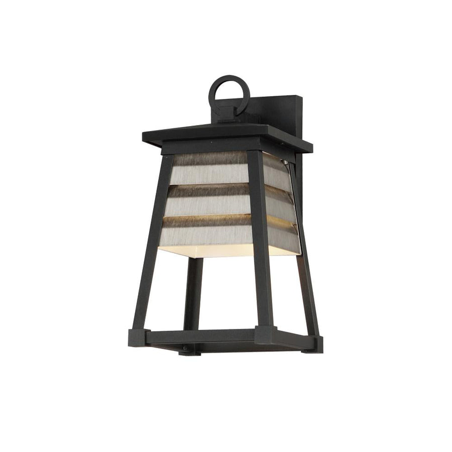 Shutters 7.5 Inch Outdoor Wall Lantern – Weathered Zinc/Black