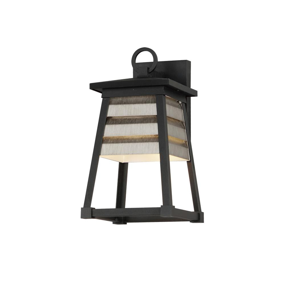 Shutters 7.5 Inch Outdoor Wall Lantern – Weathered Zinc/Black