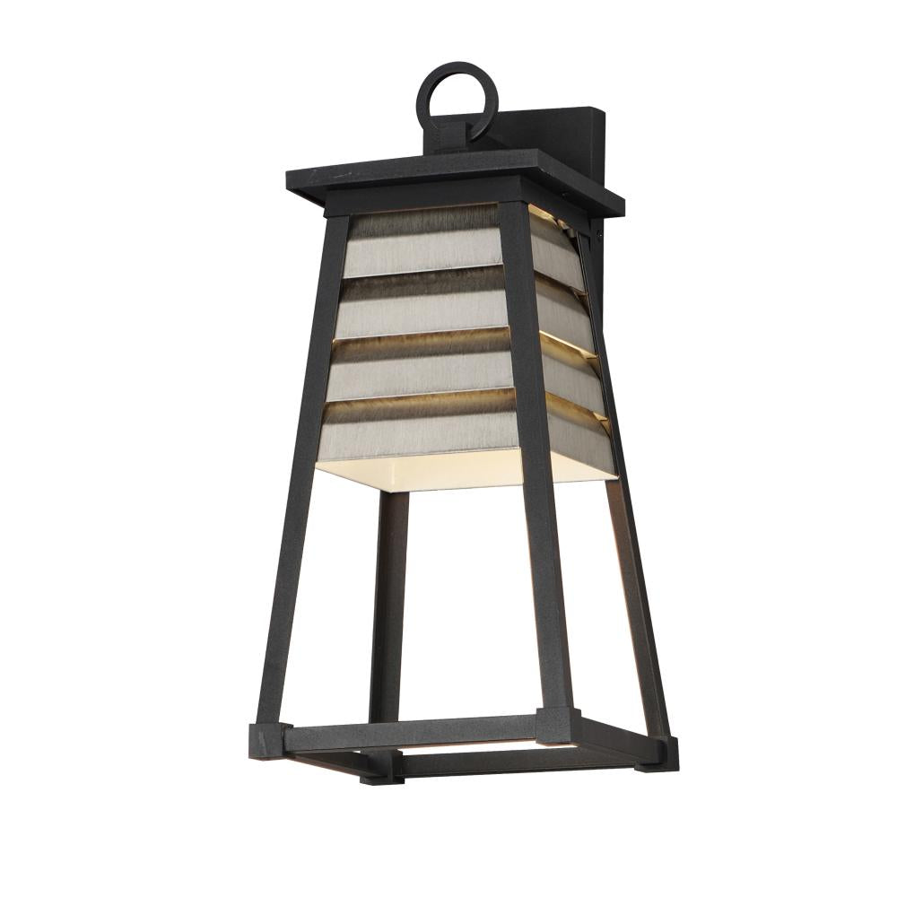 Shutters 8.5 Inch Outdoor Wall Lantern – Weathered Zinc/Black