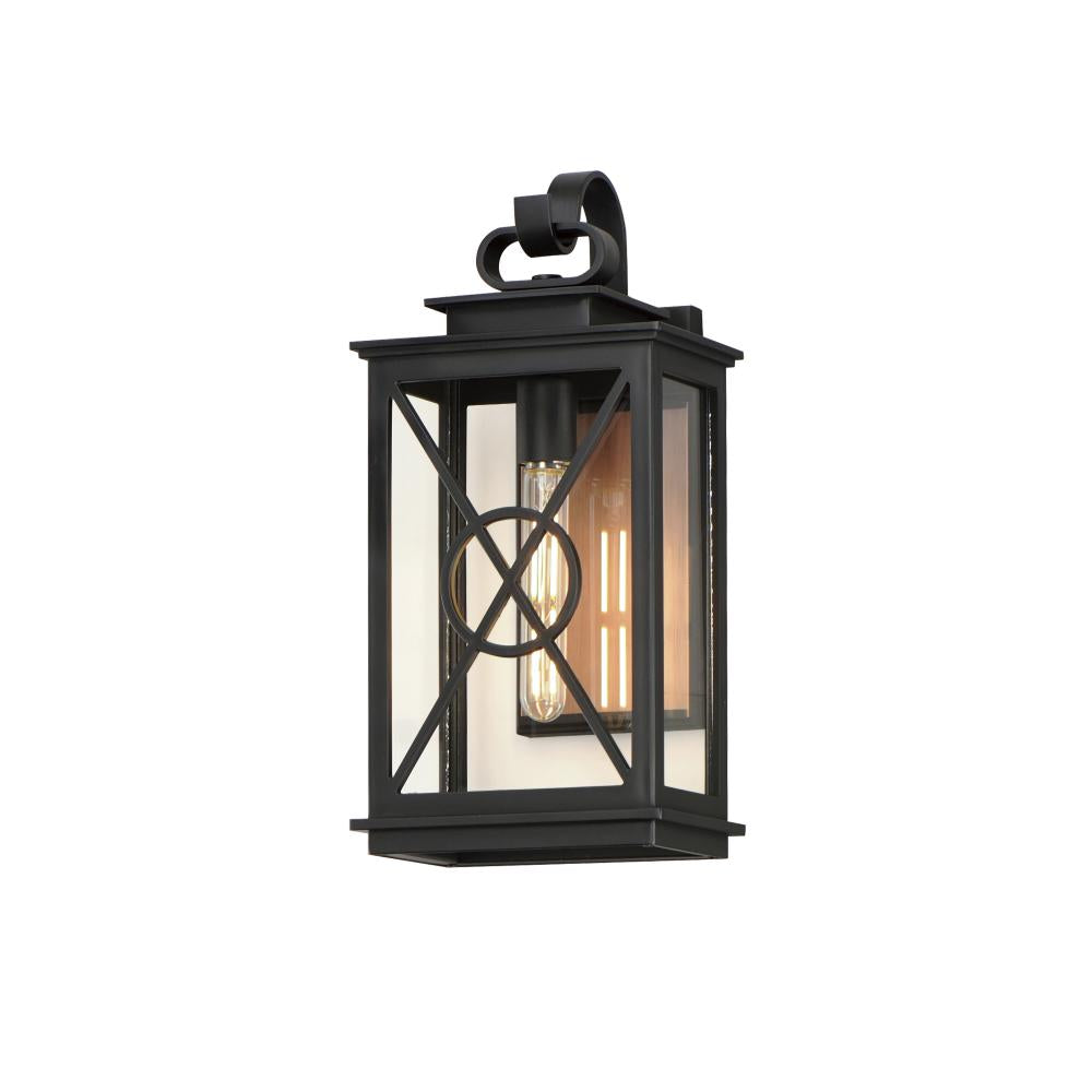 Yorktown VX 8.75 Inch Outdoor Wall Lantern – Black/Aged Copper