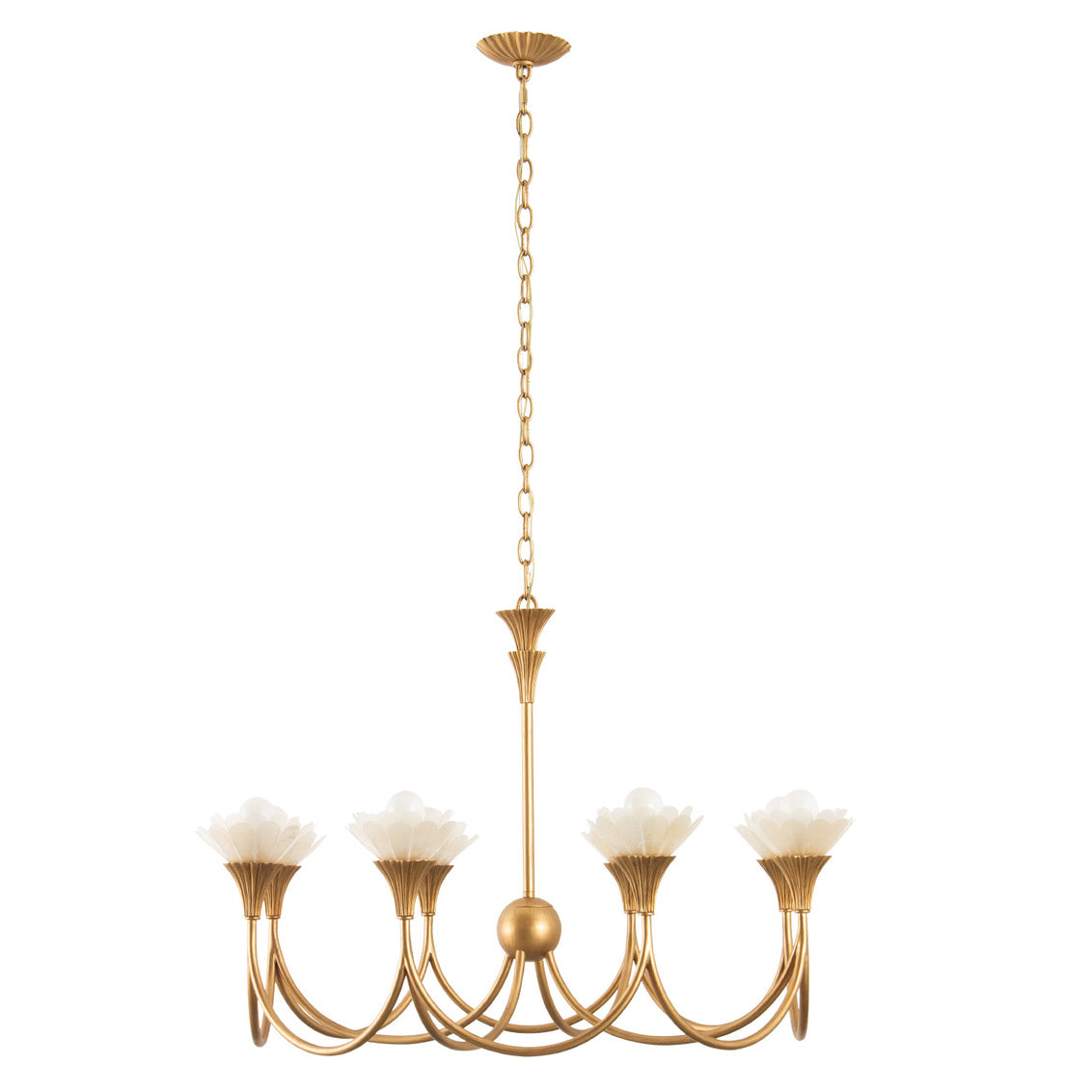Flora 36-in 8 Light (40-watt) Modern Gold Chandelier