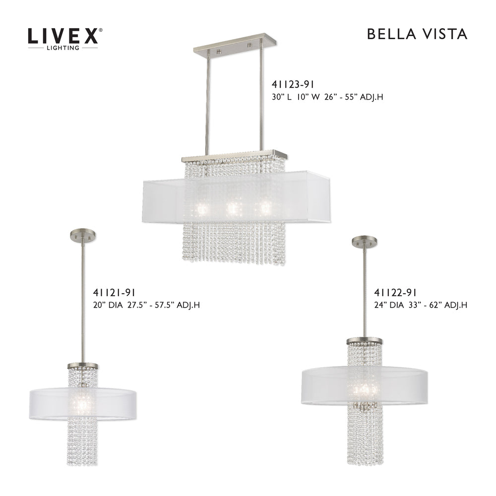 Livex Lighting BELLA VISTA 41124-91 Flush Mount Contemporary - Brushed Nickel