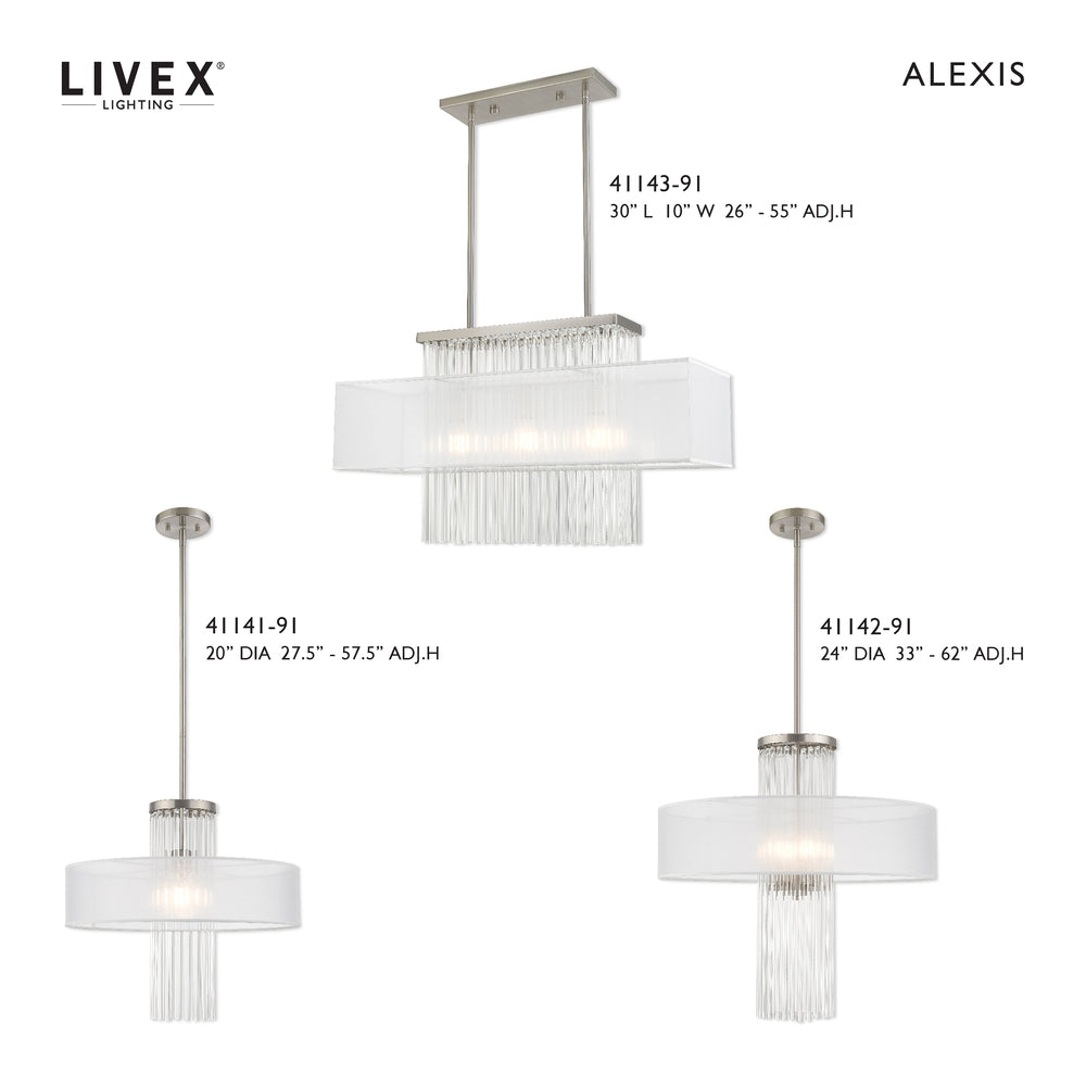 Livex Lighting ALEXIS 41144-91 Flush Mount Contemporary - Brushed Nickel