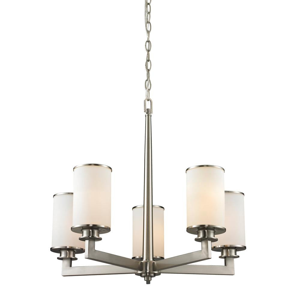 5 Light Chandelier-Matte Opal