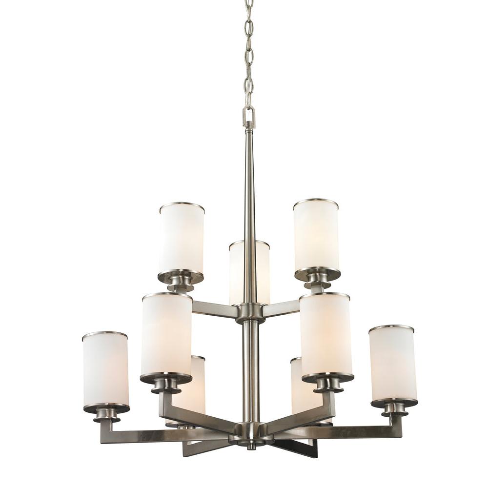 9 Light Chandelier-Matte Opal