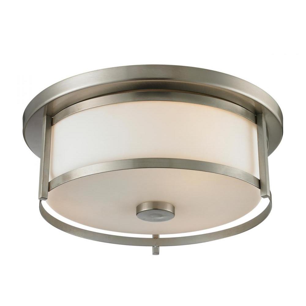 2 Light Flush Mount Light-Matte Opal