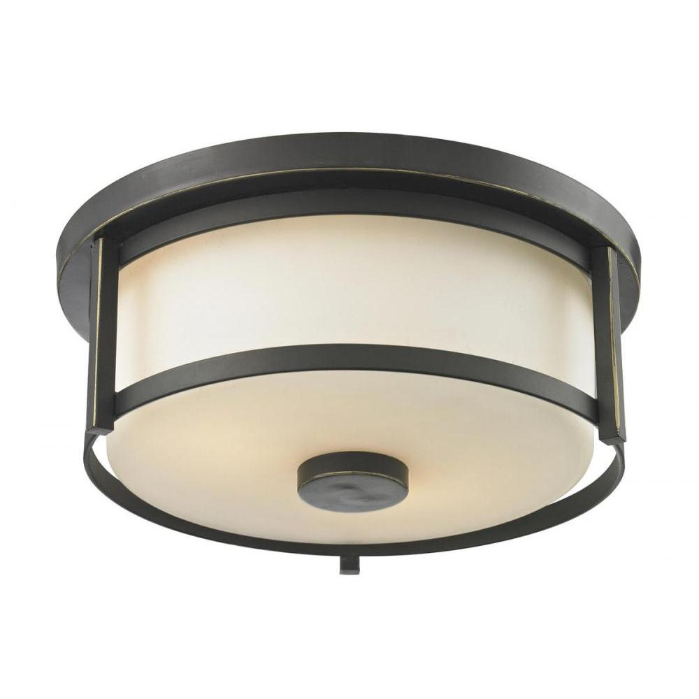 2 Light Flush Mount Light-Matte Opal