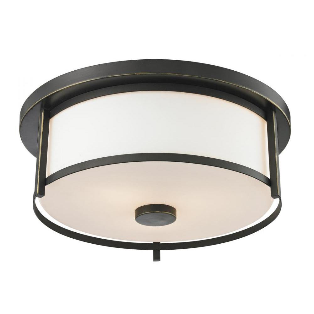 2 Light Flush Mount Light-Matte Opal