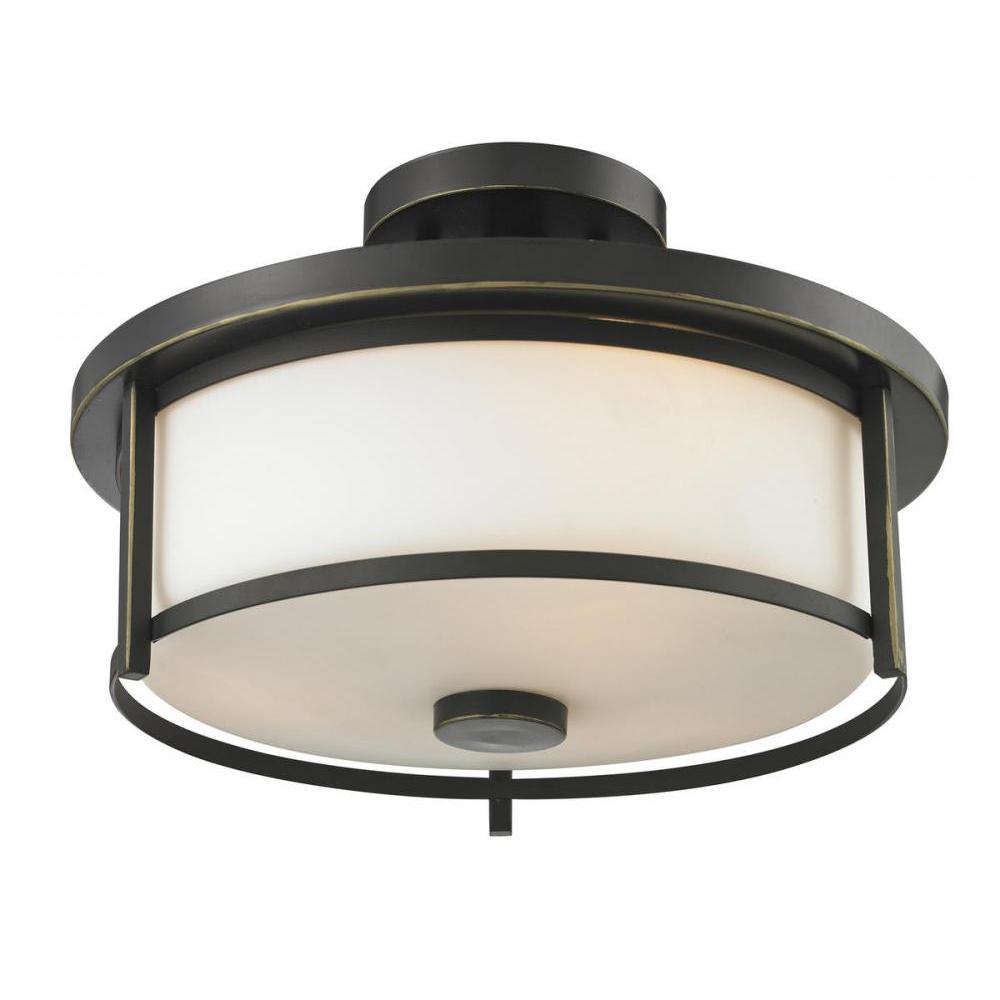 2 Light Semi Flush Mount Light-Matte Opal