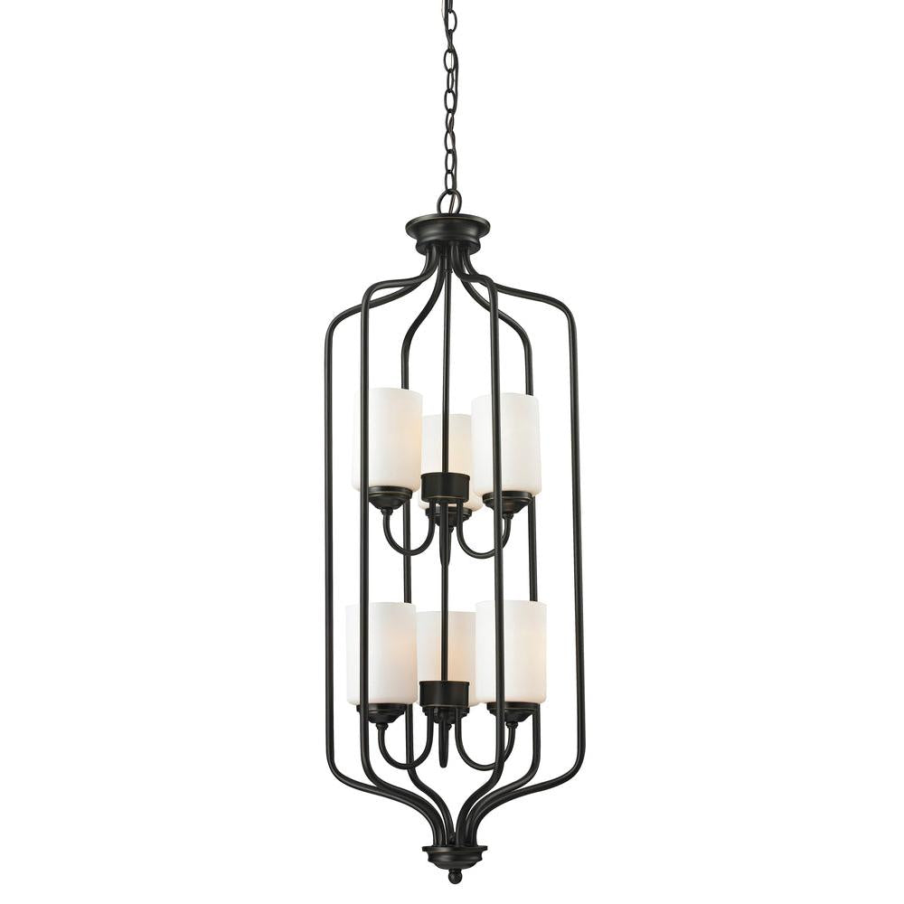 6 Light Chandelier-Matte Opal