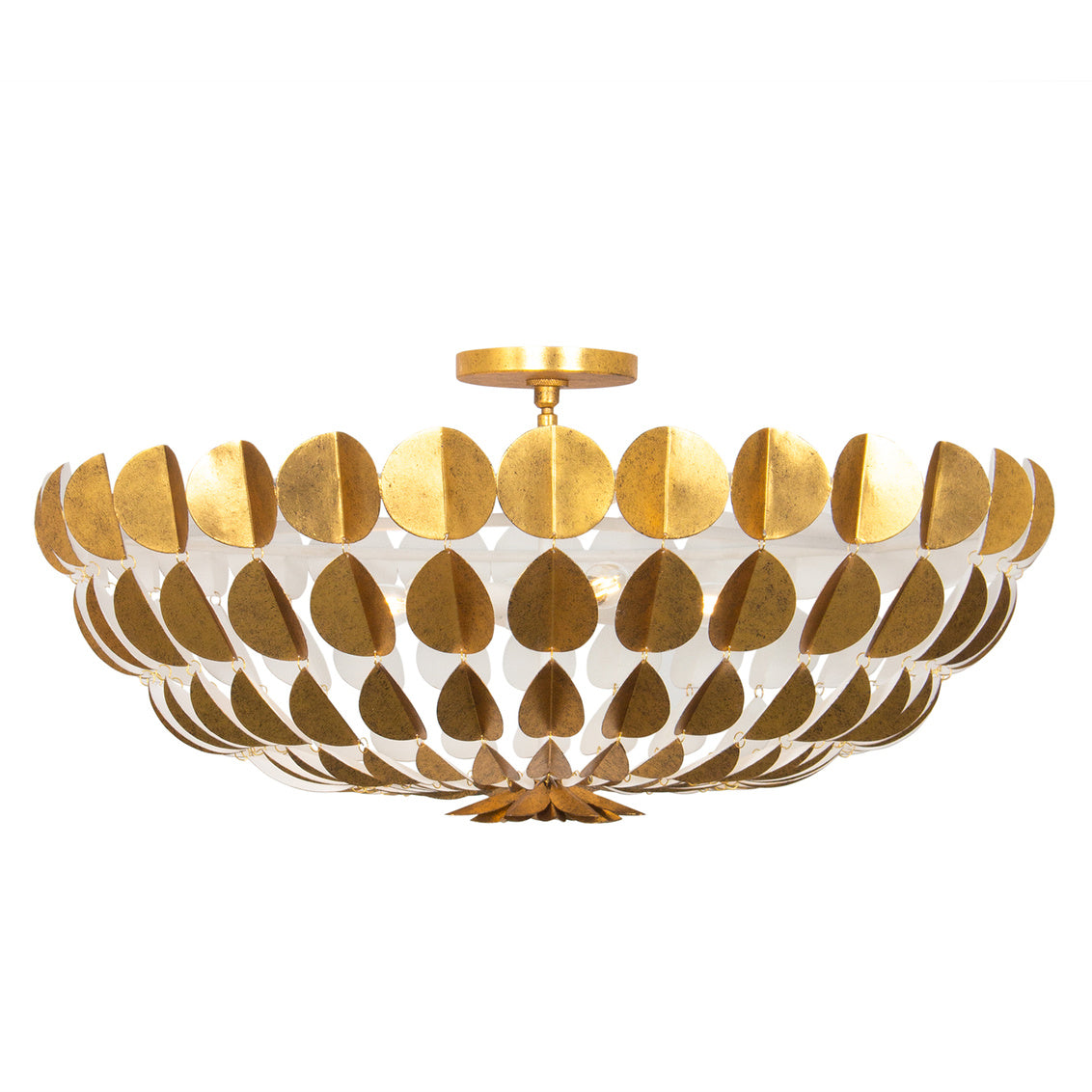 Amor 30.75-in 6 Light (40-watt) Oxidized Gold Leaf and White Convertible Semi-Flush Chandelier