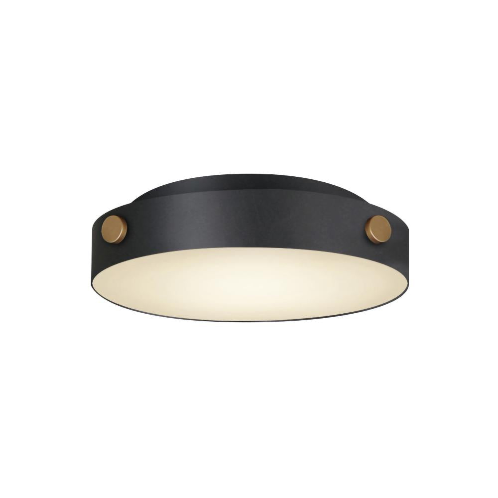 Rivet 12 Inch Flush Mount Light – Black / Antique Brass