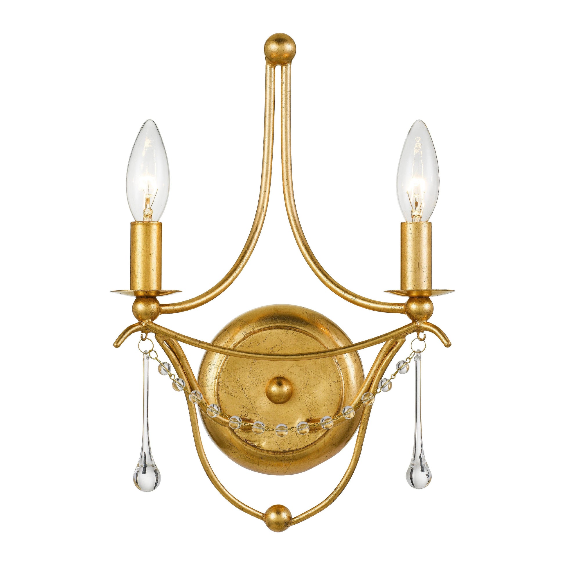 Crystorama Metro 422-GA – 10 Inch – 2 Light – Sconce – Antique Gold – Damp Rated