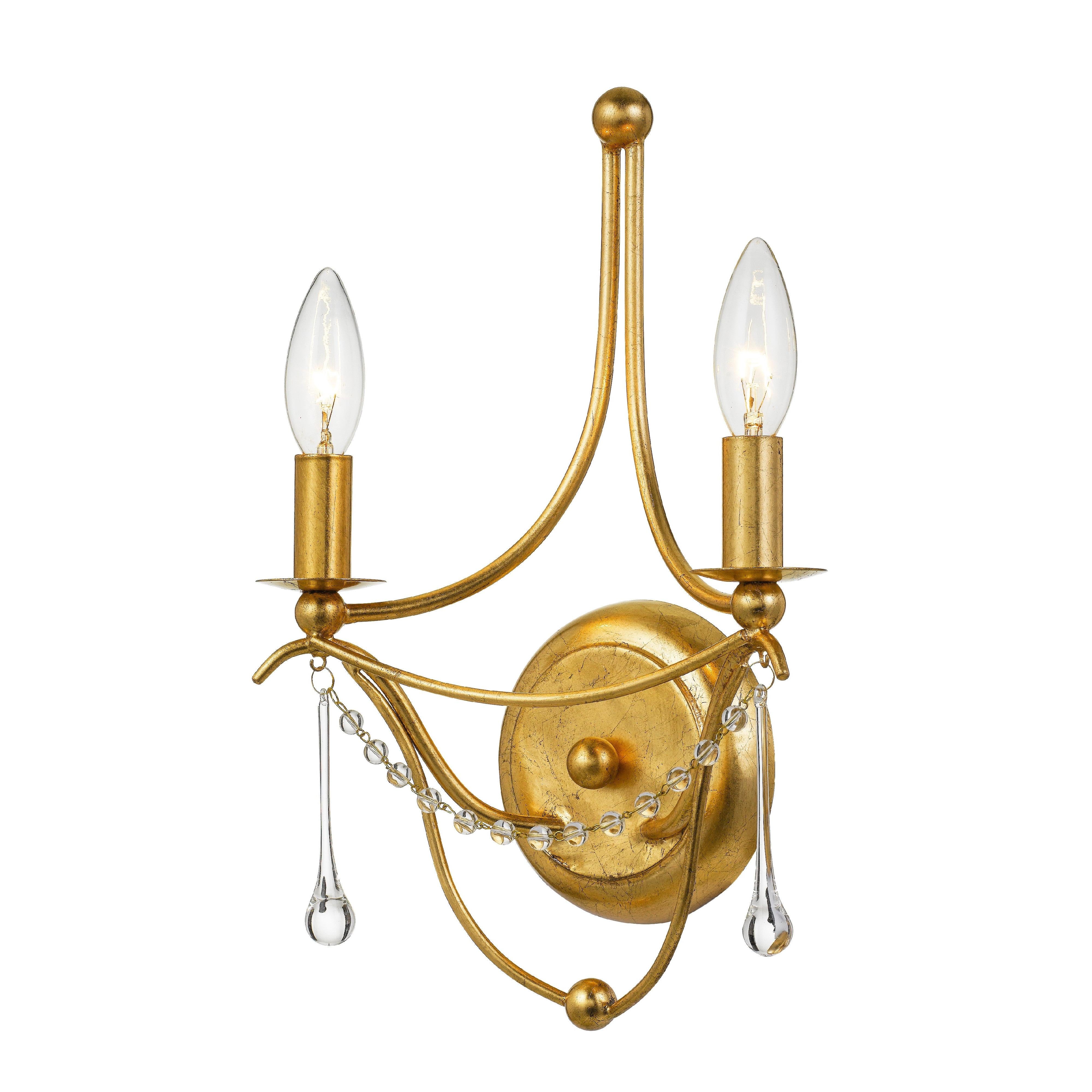 Crystorama Metro 422-GA – 10 Inch – 2 Light – Sconce – Antique Gold – Damp Rated