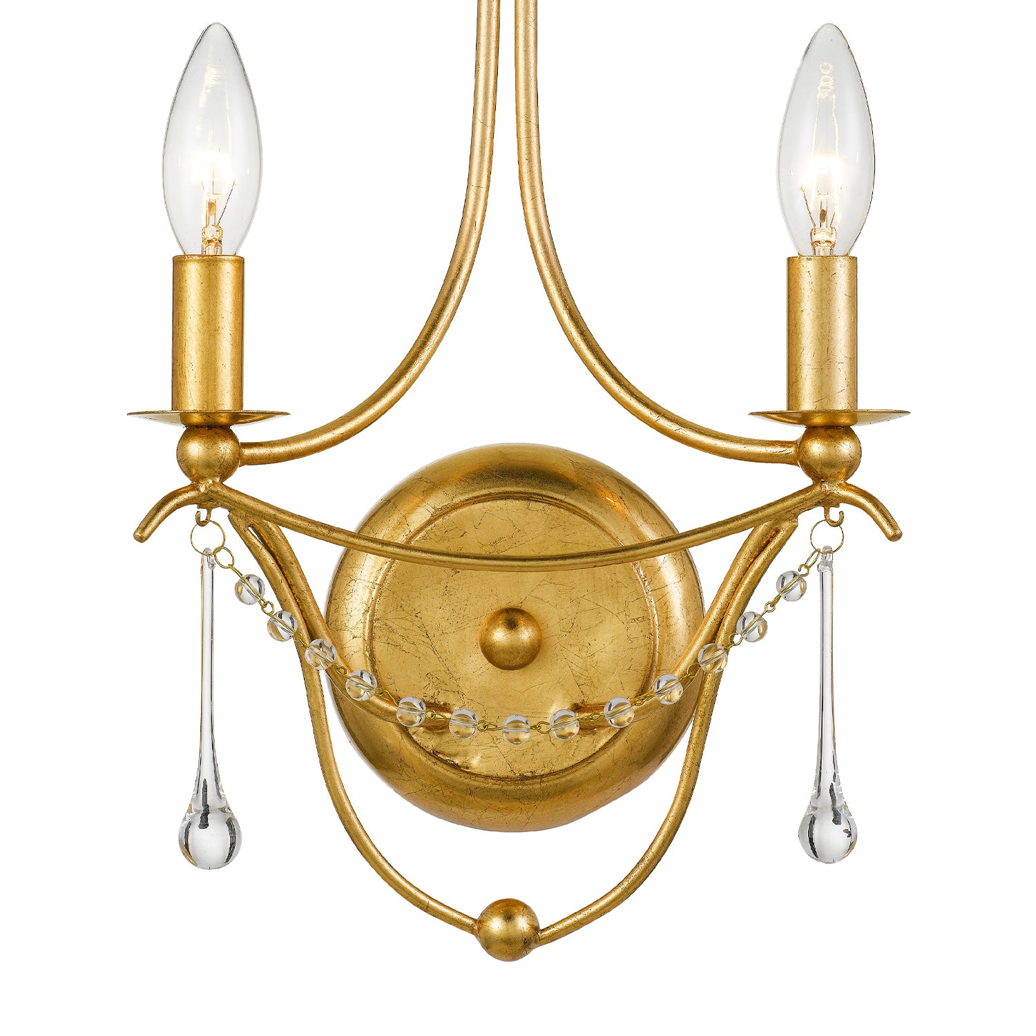 Crystorama Metro 422-GA – 10 Inch – 2 Light – Sconce – Antique Gold – Damp Rated