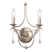 Crystorama Metro 422-SA – 10 Inch – 2 Light – Sconce – Antique Silver – Damp Rated