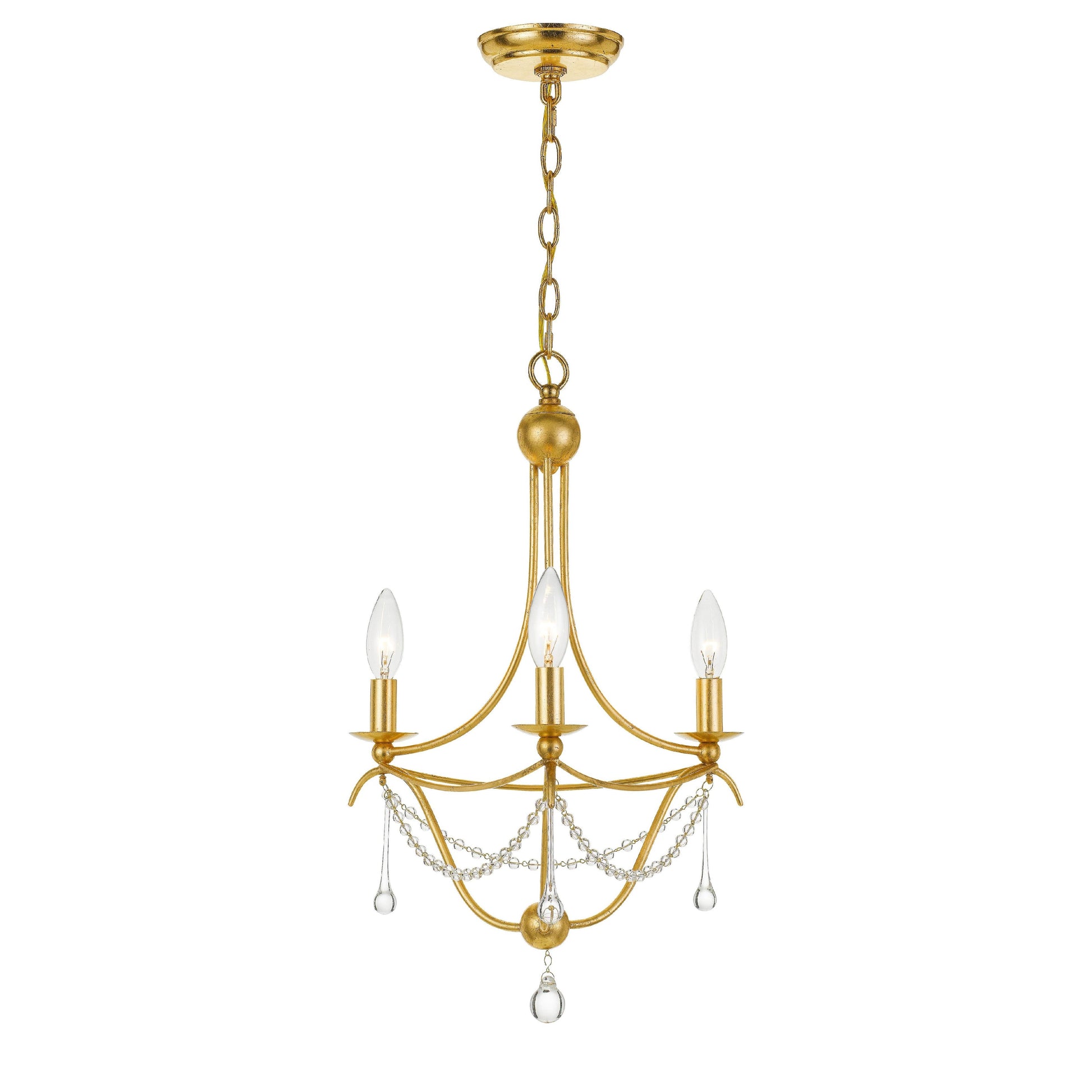 Crystorama Metro 423-GA – 15.5 Inch – 3 Light – Chandelier – Antique Gold – Damp Rated