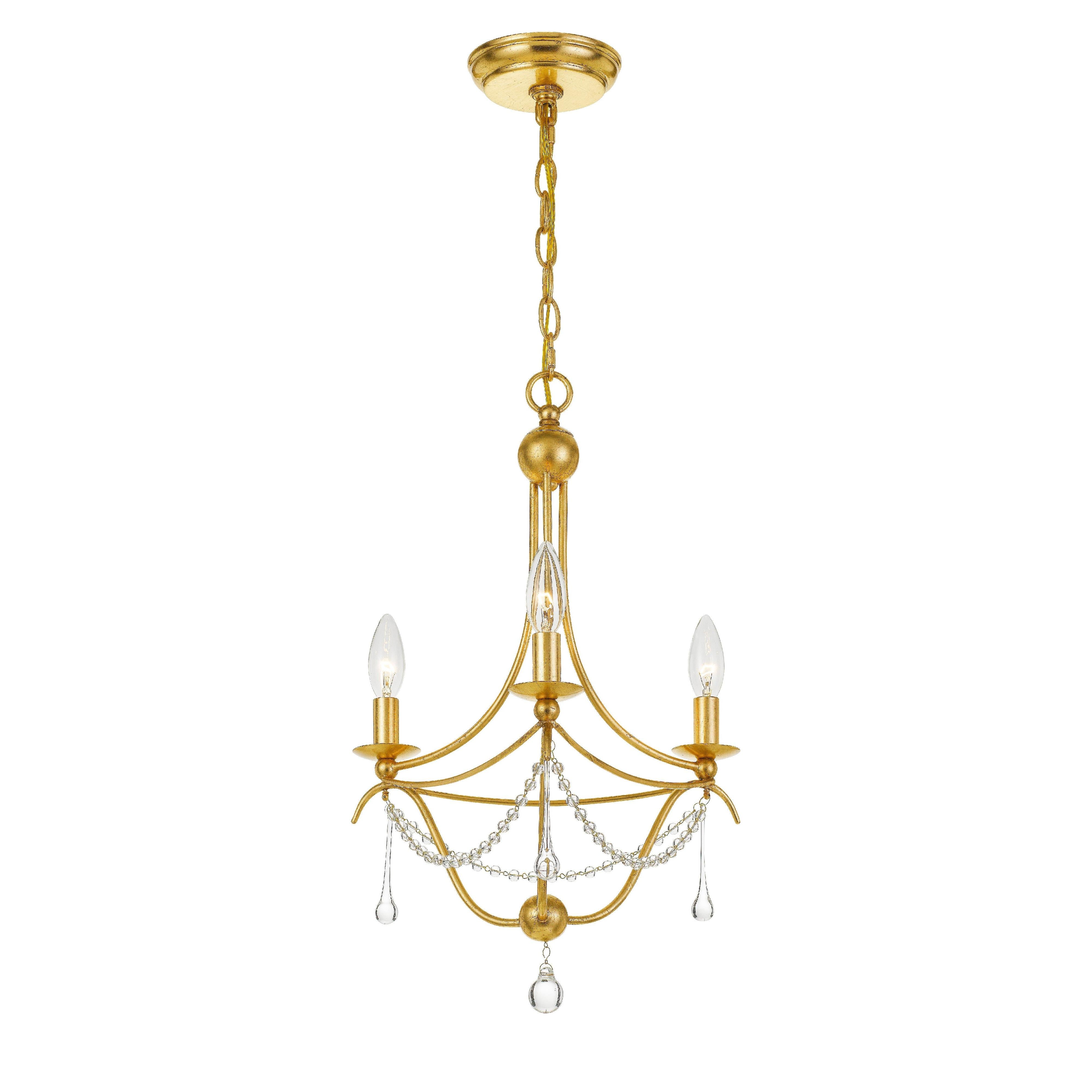 Crystorama Metro 423-GA – 15.5 Inch – 3 Light – Chandelier – Antique Gold – Damp Rated