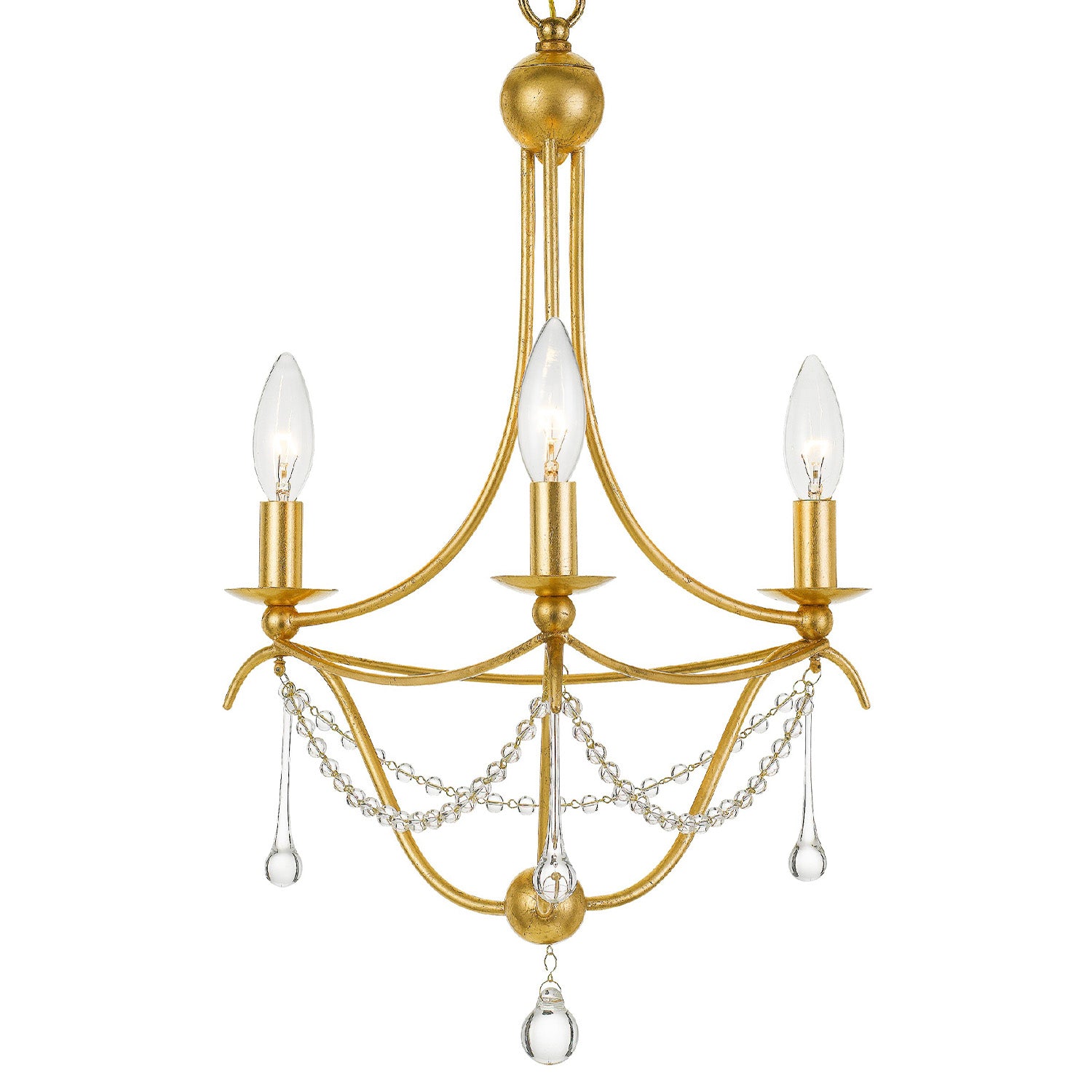Crystorama Metro 423-GA – 15.5 Inch – 3 Light – Chandelier – Antique Gold – Damp Rated