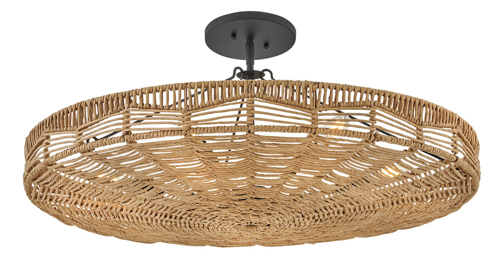 Hinkley Lighting OPHELIA 42303BK-NRF Pendant Transitional - Black With Natural Shade