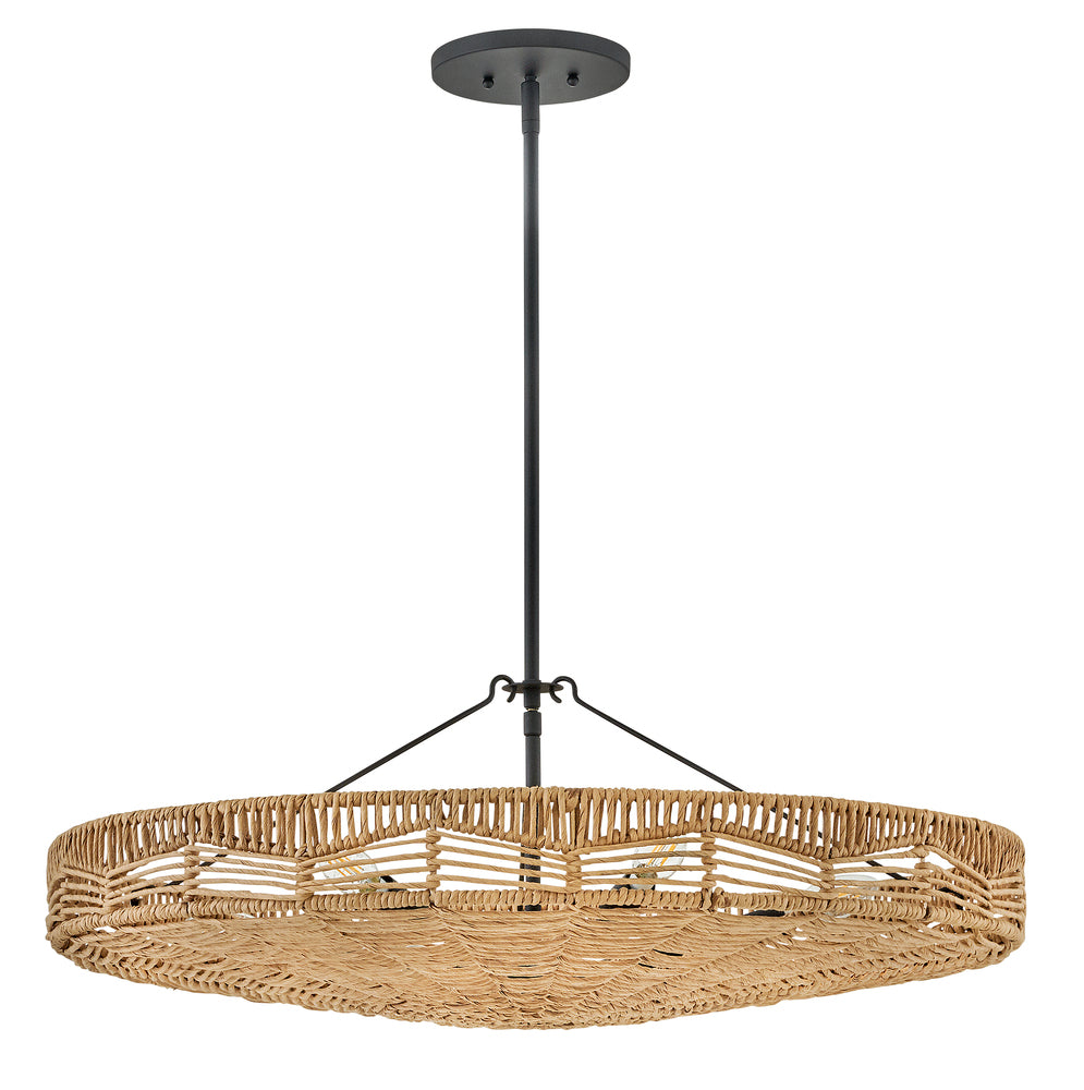 Hinkley Lighting OPHELIA 42303BK-NRF Pendant Transitional - Black With Natural Shade