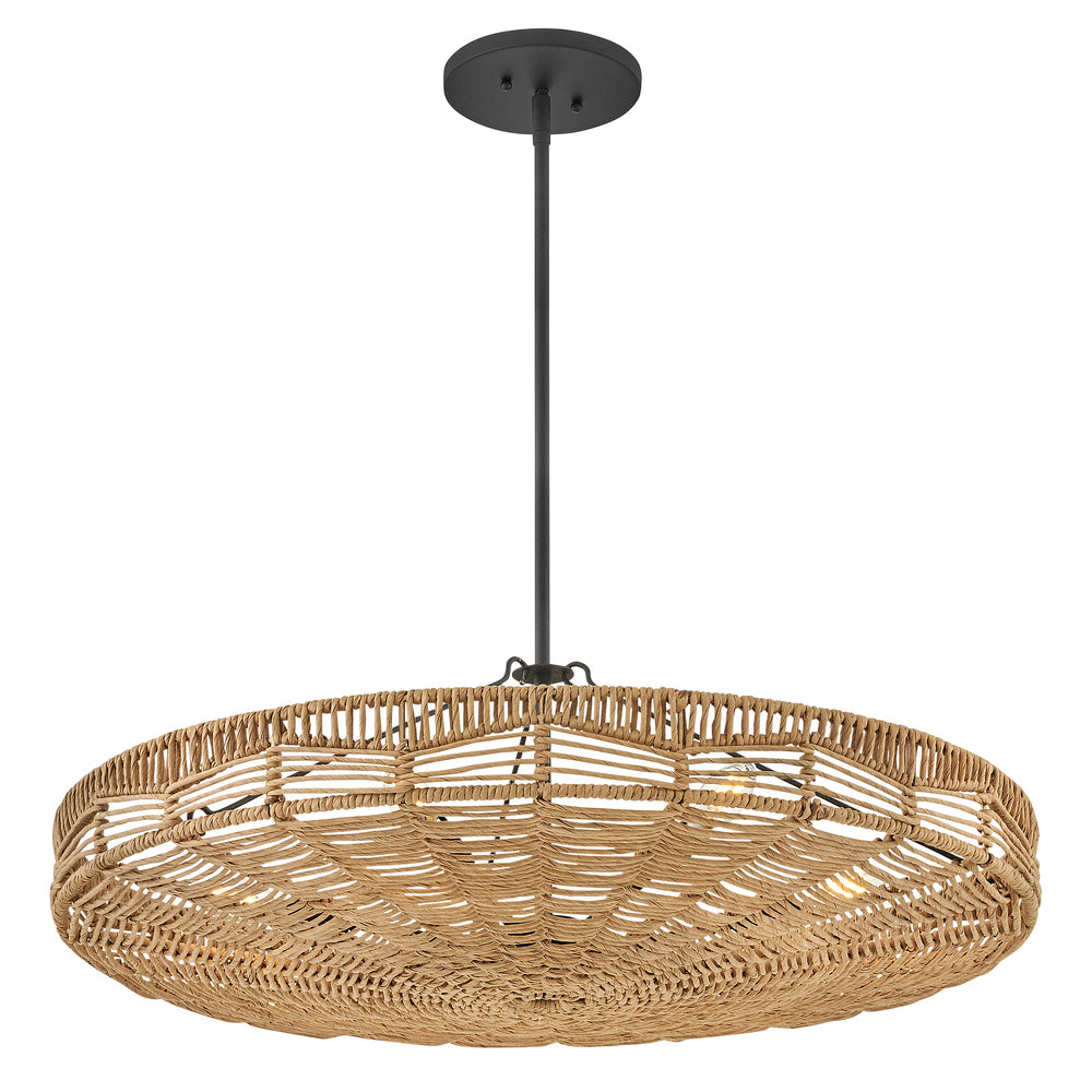 Hinkley Lighting OPHELIA 42303BK-NRF Pendant Transitional - Black With Natural Shade