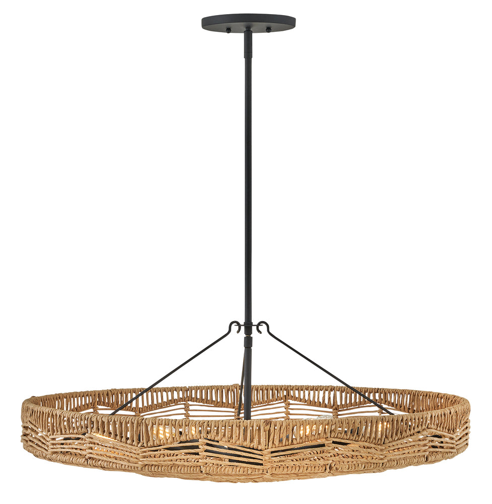 Hinkley Lighting OPHELIA 42303BK-NRF Pendant Transitional - Black With Natural Shade