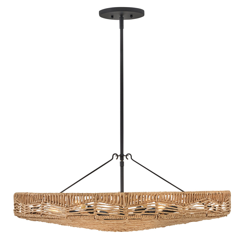 Hinkley Lighting OPHELIA 42303BK-NRF Pendant Transitional - Black With Natural Shade