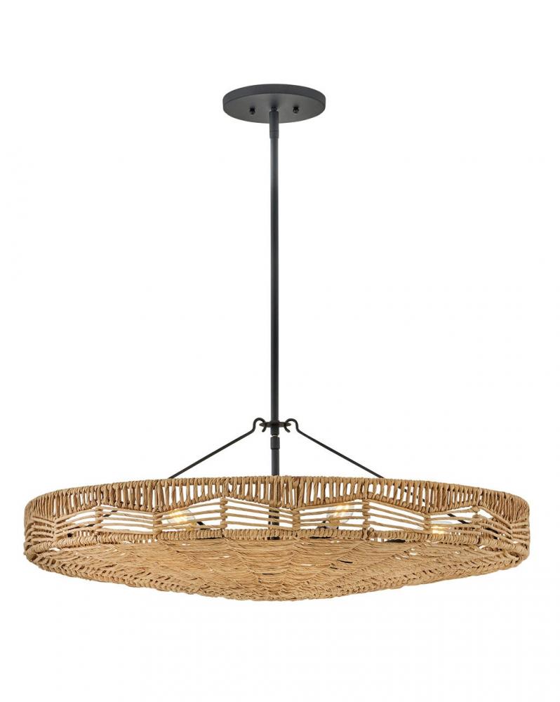 Hinkley Lighting OPHELIA 42303BK-NRF Pendant Transitional - Black With Natural Shade