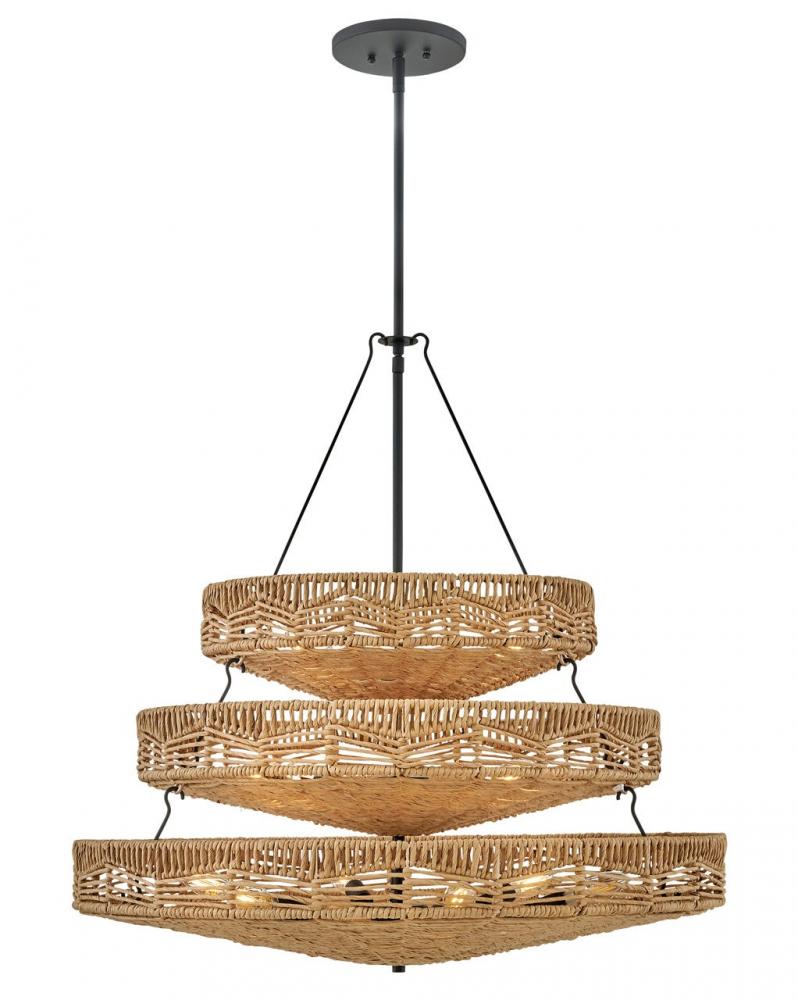 Hinkley Lighting OPHELIA 42308BK-NRF Pendant Transitional - Black With Natural Shade