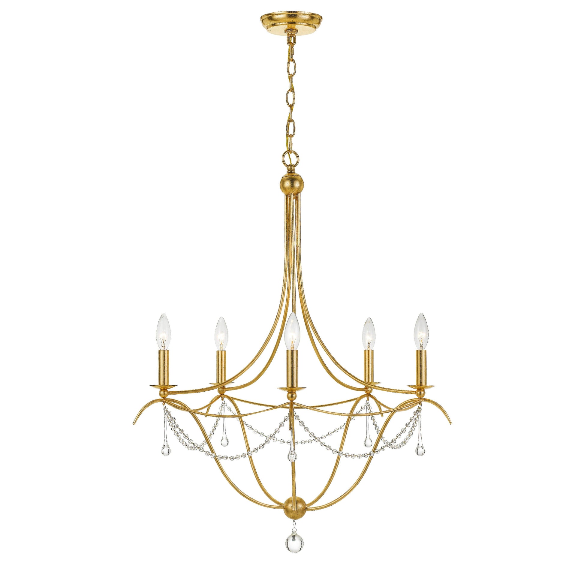 Crystorama Metro 425-GA – 27.5 Inch – 5 Light – Chandelier – Antique Gold – Damp Rated