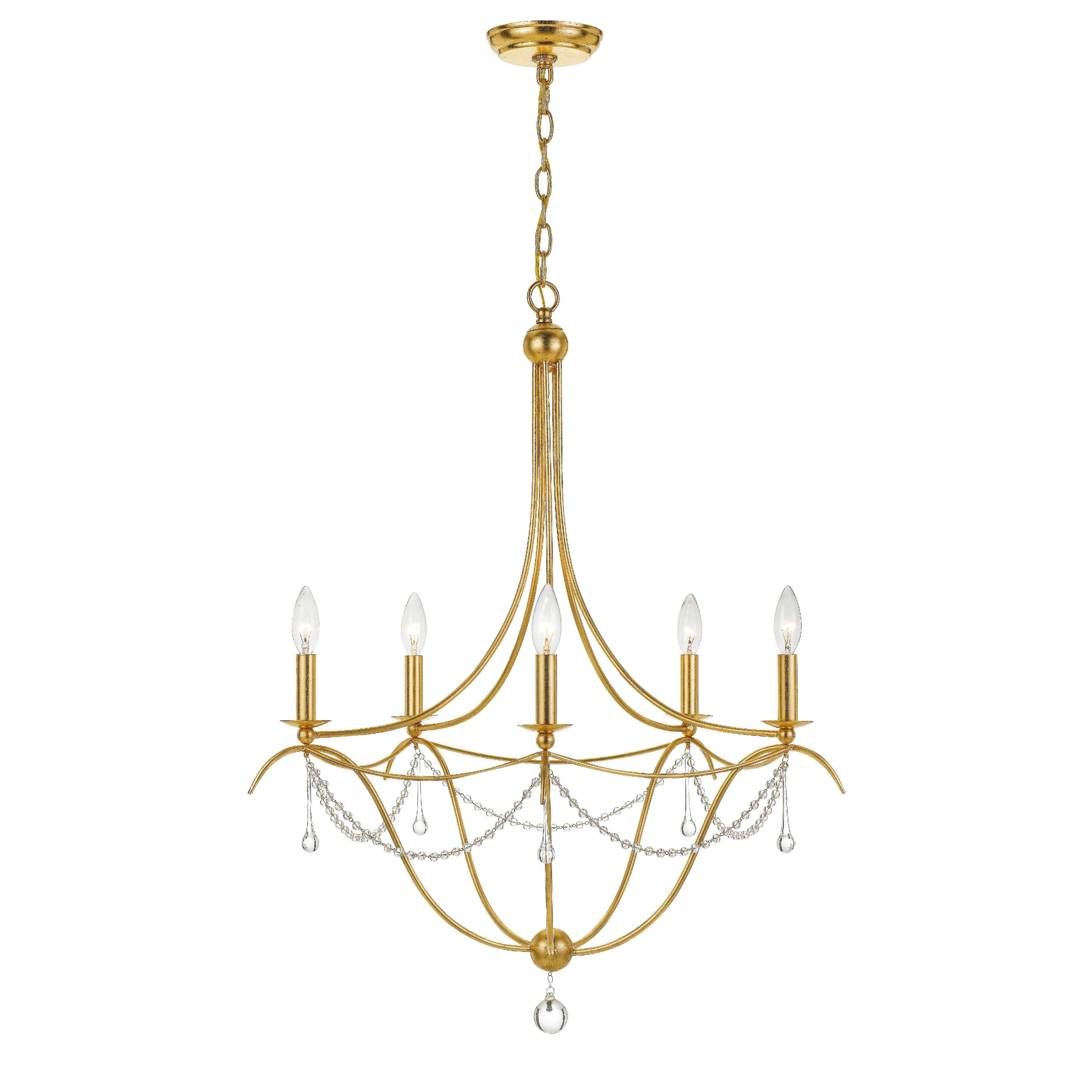 Crystorama Metro 425-GA – 27.5 Inch – 5 Light – Chandelier – Antique Gold – Damp Rated