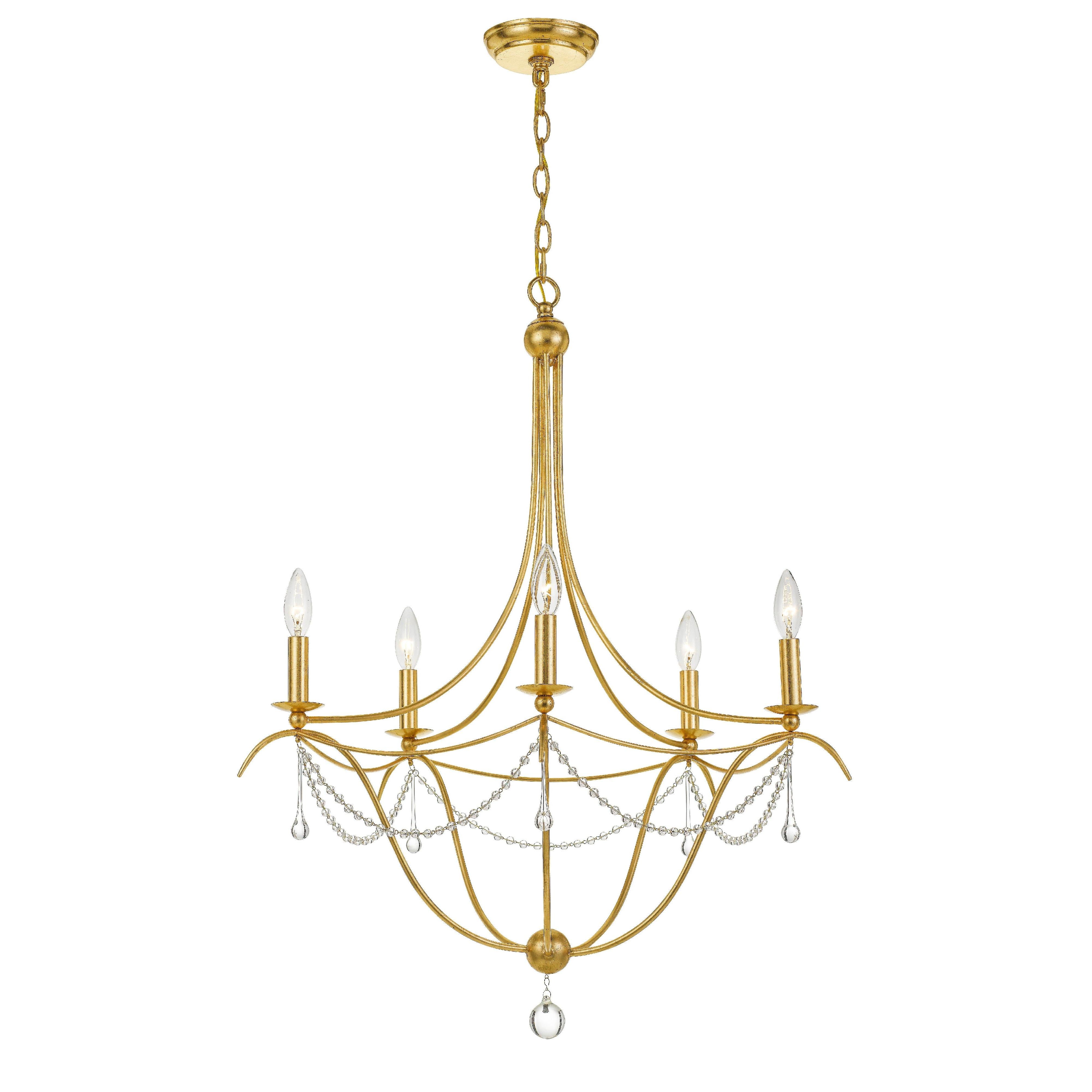 Crystorama Metro 425-GA – 27.5 Inch – 5 Light – Chandelier – Antique Gold – Damp Rated