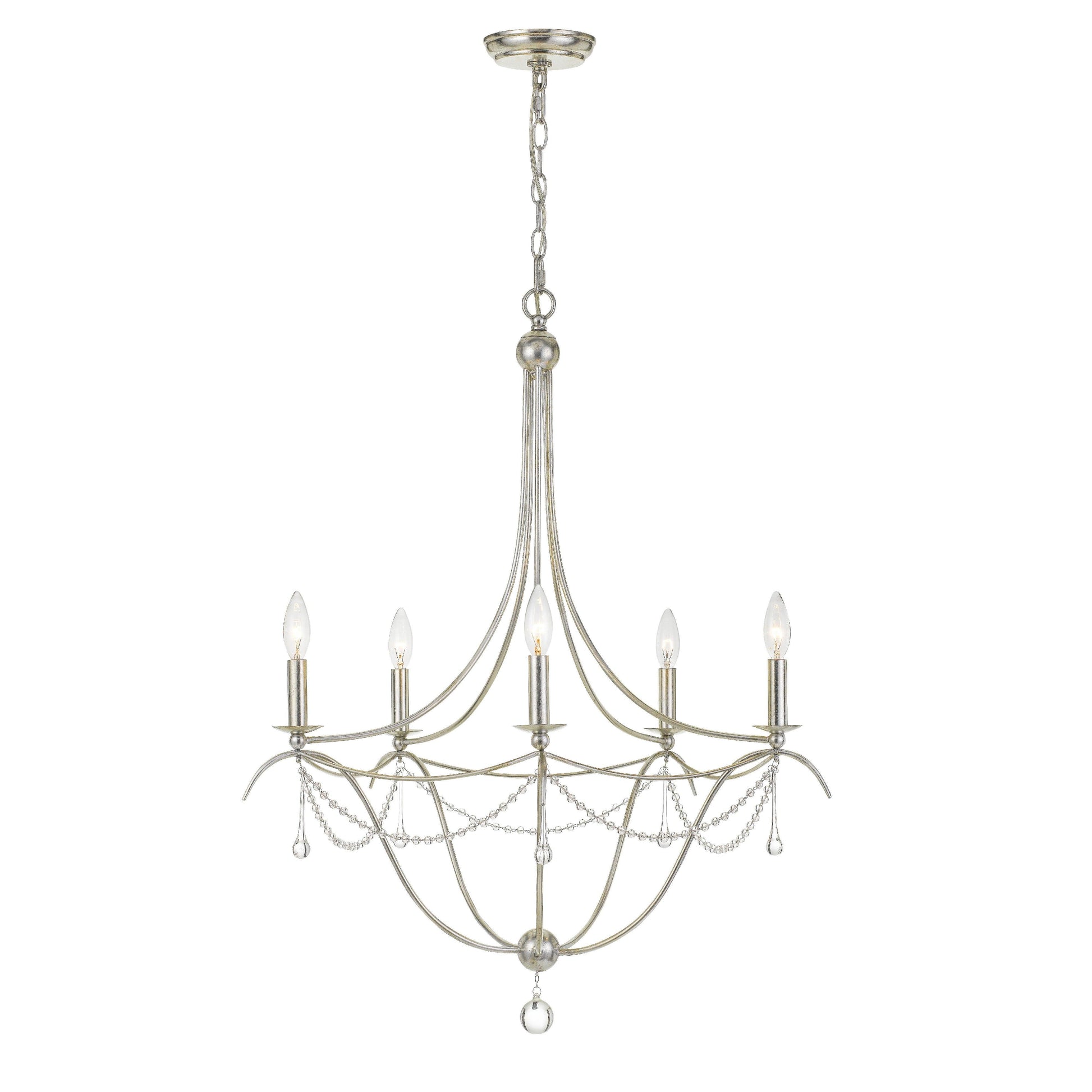 Crystorama Metro 425-SA – 27.5 Inch – 5 Light – Chandelier – Antique Silver – Damp Rated
