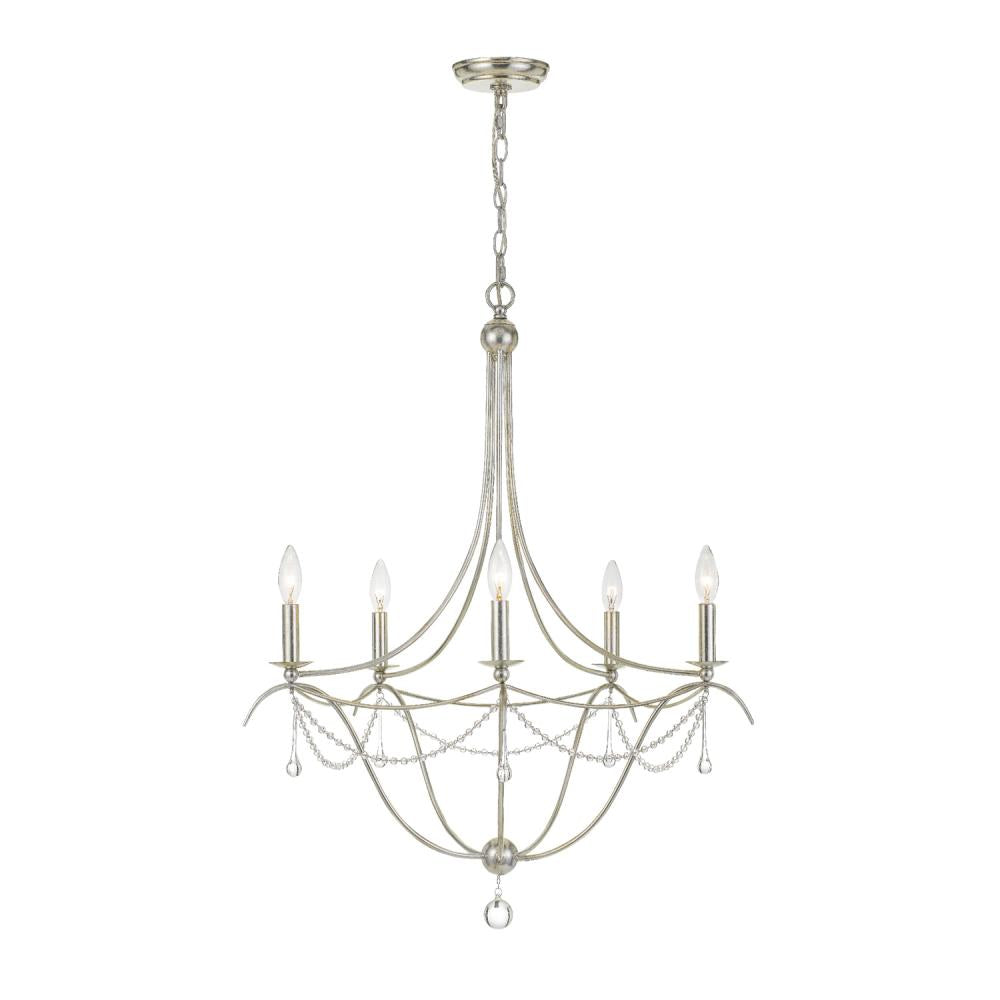 Metro 5 Light Crystal Beads Antique Silver Chandelier